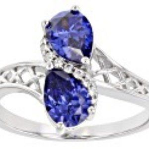 NWT LAB CREATED TANZANITE AND WHITE DIAMOND RING SZ 5